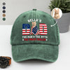 Custom Photo Dog - Dog's Dad The Man The Myth The Dealer American Flag Washed Denim Baseball Cap HO82 901264