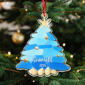 Custom Baby Name & Year Sea Glass Christmas Acrylic Ornament LM32 897101