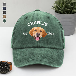 Custom Photo Dog Cat Dad Washed Denim Baseball Cap TH10 894381