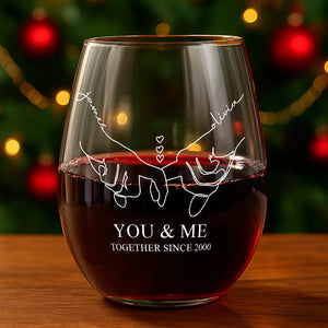 Personalized You & Me Wine Glass Couple Anniversary Valentine Day Gift HA75 920096