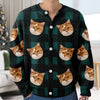 Custom Cat Face Photo With Christmas Pattern Ugly Cardigan CH07 899824