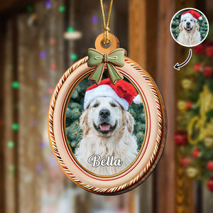 Custom Cute Pet Photo With Bow Christmas Gift Wooden Ornament LM32 897341