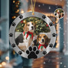 Custom Photo Round Paw Print Christmas Ceramic Ornament For Dog Lovers TH10 894821