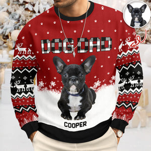 Custom Photo - Dog Mom Dog Dad Christmas Pattern Ugly Sweater Christmas Gift HA75 897568