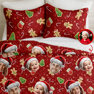 Custom Funny Family Face With Christmas Pattern Quilt Bedding Set HA75 898244