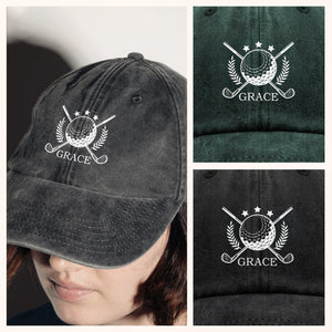 Personalized Gift For Golfer Washed Denim Baseball Cap TH10 898099