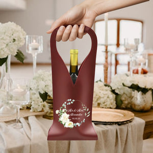 Custom Mr Mrs Personalized Wedding Leather Wine Bag Engagement Gift, Wedding Gift CH07 896534