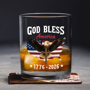 Patriotic 250th Anniversary God Bless America Eagle 1776–2026 Whiskey Glass HO82 900976