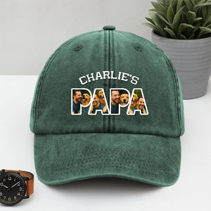 Upload Photo Dog, Cat & Dad - Dog, Cat's Dad Washed Denim Baseball Cap HA75 892510