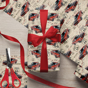 Custom Car Photo Retro Route 66 Wrapping Paper Gift For Car Lover CH07 899932