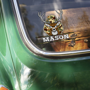 Custom Name Vintage Camo Deer Hunting Car Window Decal Sticker LM32 897297