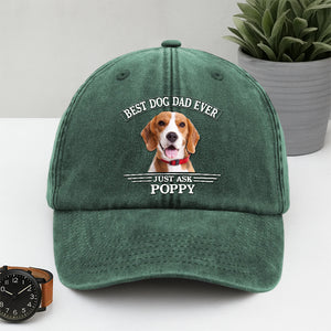Custom Photo Best Dog Dad/Mom Ever Washed Denim Baseball Cap HO82 893894