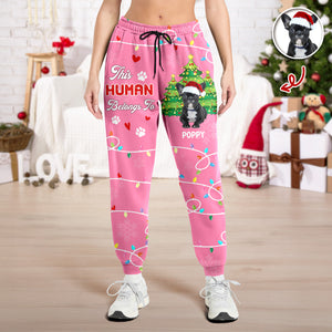 Custom Photo This Human Belongs To Dog Sweatpants HA75 897652