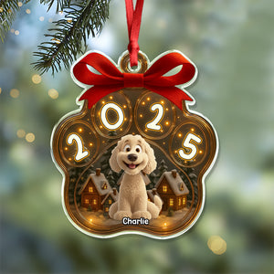 Personalized Cute Dog Paw Christmas Acrylic Ornament HA75 897570