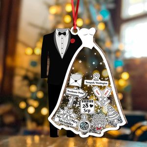 First Christmas Married Personalized Wedding Wood & Acrylic Ornament Christmas Gift CH07 899404