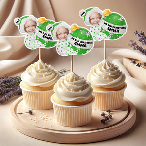 Custom Baby Photo My 1st Christmas Decoration Cupcake Toppers LM32 893915