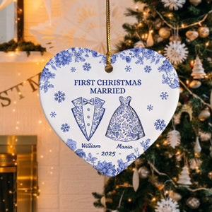 First Chirstmas As a Mr Mrs Personalized Heart Ceramic Ornament Christmas For Husband Wife CH07 899294