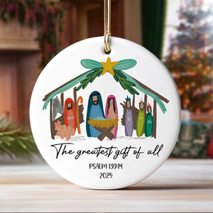 The Greatest Gift of All - Personalized Nativity Christmas Ceramic Ornament LM32 895719
