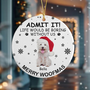 Custom Dog Cat Photo Life Would Be Boring Without Me Ceramic Ornament Christmas Gift CH07 896264