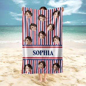 Custom Photo Patriotic America Independence Flag Day Beach Towel LM32 893513