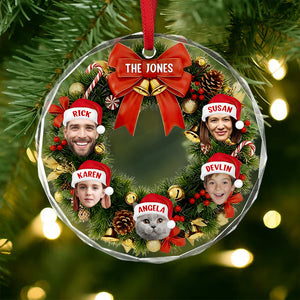 Custom Wreath Photo Christmas Glass Ornament Gift For Family LM32 897213