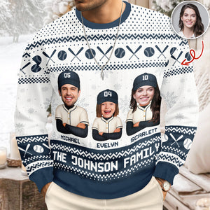 Custom Funny Photo Baseball Family Christmas Ugly Sweater For Sport Lovers LM32 895809