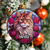 Custom Cat Stained Glass Style Christmas Ceramic Ornament TH10 896421