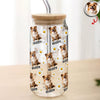 Custom Dog Photo And Name Daisy Glass Can With Lid Gift TH10 896787