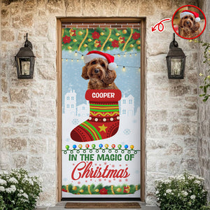 Custom Photo In The Magic Of Christmas Dog Door Cover HO82 900272