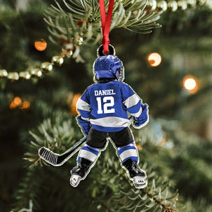 Custom Name Number Personalized Kid Hockey Player Acrylic Ornament HA75 897874