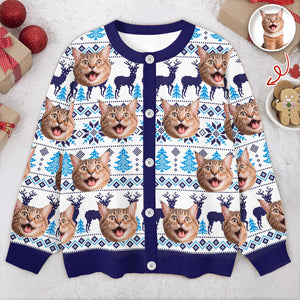 Custom Cat Photo Ugly Cardigan Gift For Cat Lovers LM32 897127