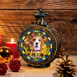 Custom Dog Photo With Flower Memorial Candlelight Lantern Ornament HO82 900224