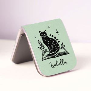 Personalized Bookish Floral Magic Cat Magnetic Leather Bookmark CH07 899536