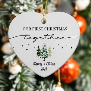Our First Christmas As Mr and Mrs Couple Heart Shaped Ceramic Ornament LM32 895717