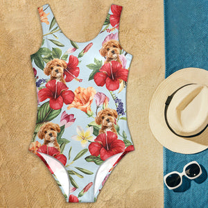 Custom Dog Photo With Tropical Pattern Swimsuit Summer Party Gift LM32 893671