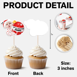 Custom Baby Photo My 1st Christmas Decoration Cupcake Toppers LM32 893915