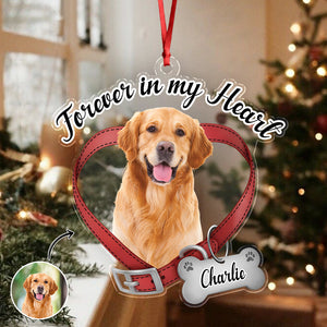 Custom Dog Photo Forever In My Heart Memorial Acrylic Ornament HA75 897520