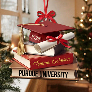 Graduation Cap With Books - Personalized Wooden Ornament Graduation Gifts LM32 897319