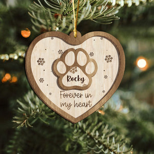 Forever in My Heart Memorial Personalized 2 Layered Wood Christmas Ornament CH07 896878