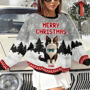 Personalized 3D Cute Cat Meowy Christmas Ugly Sweater For Cat Lovers LM32 895995