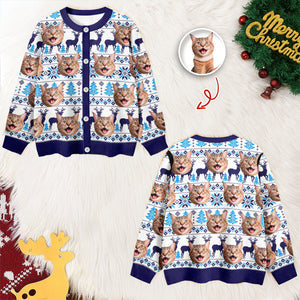 Custom Cat Photo Ugly Cardigan Gift For Cat Lovers LM32 897127