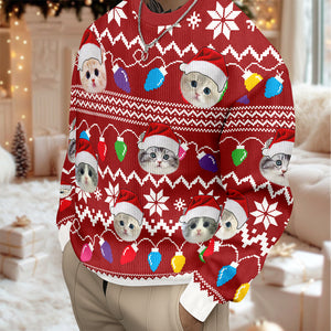 Custom Photo Xmas Leds Cat Ugly Sweater HO80 900080
