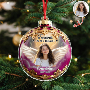 Custom Photo Forever In Our Hearts Memorial Acrylic Ornament HA75 897884