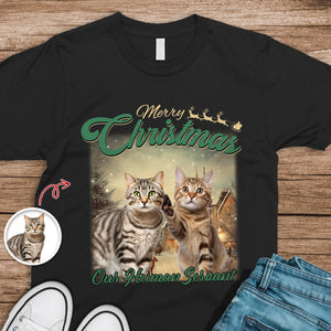 Merry Christmas My Human Servant Custom Funny Cat Photo Shirt CH07 896290