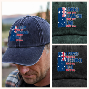 Legend, Husband, Dad And Grandpa Washed Denim Baseball Cap For Dad TH10 894269