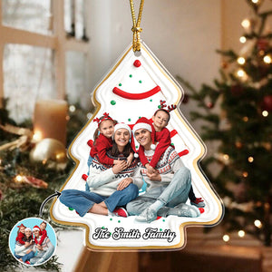 Custom Photo Christmas Tree Cake Family Acrylic Ornament Gift For Mom, Dad, Brother, Sister, Kids HO82 900072
