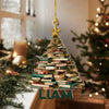 Personalized Name Book Christmas Tree Wood Ornament Book Lover Gift HA75 897492