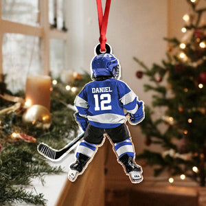 Custom Name Number Personalized Kid Hockey Player Acrylic Ornament HA75 897874
