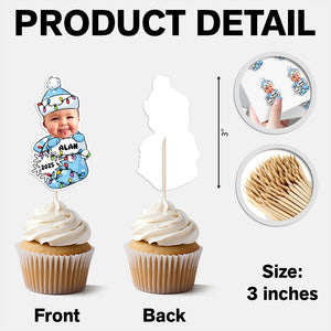 Custom Photo Peeking Baby First Christmas - Personalized Cupcake Toppers LM32 895781