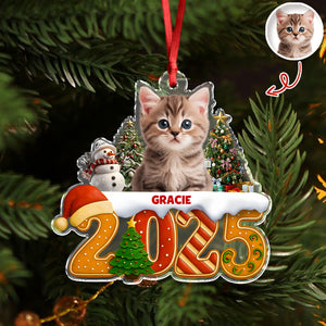 Custom Cat Christmas Cake Crew Photo - Personalized Acrylic Ornament CH07 899706